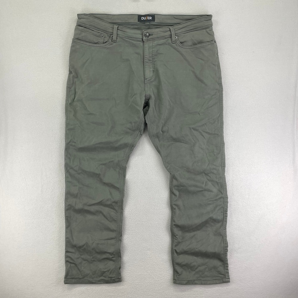DU/ER Men's Slim Straight Jeans in Olive Green